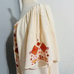 Lucky‎ & Blessed Cream Embroidered Off Shoulder Boho Western Dress Medium DR007 thumbnail 5