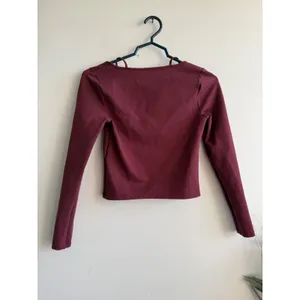 Abercrombie & Fitch Burgundy Double Square Neck Long Sleeve Soft A&F Top Small thumbnail 2