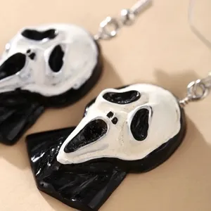 NWOT Scream Halloween Ghostface Scary Gothic Iconic Horror Hook Dangle Earrings Black thumbnail 6