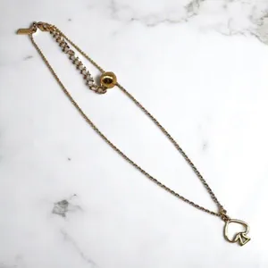 Kate spade Gold tone‎ Signature Logo Pendant Charm open spade designer necklace thumbnail 3
