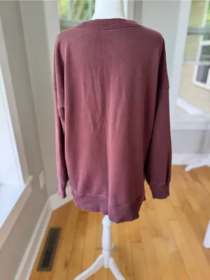 Aerie Rosewood Oversized Baggy Crewneck Sweatshirt Size Small thumbnail 3