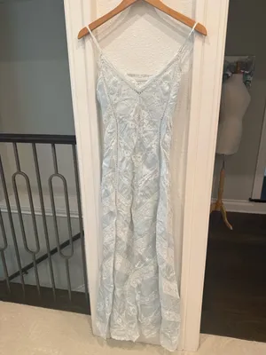 NWT LoveShackFancy Josanne Ice Blue Lace Maxi Slip Dress Size 0 thumbnail 2