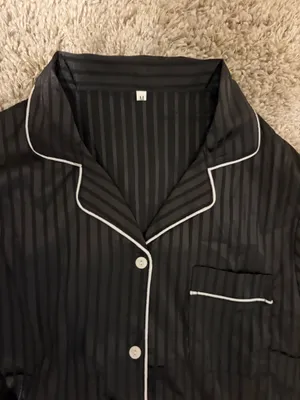 Satin Pajama Set Black Size M thumbnail 2
