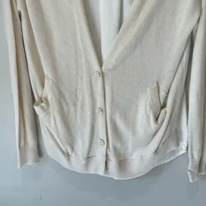 Lululemon Athletica Knit Button Down Cardigan Front & Blouse Back‎ Beige White thumbnail 5