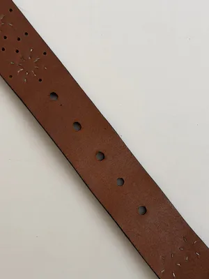 Y2K Fossil Belt Leather Studded Flower Black Brown Silver Gold Gunmetal Buckle thumbnail 7