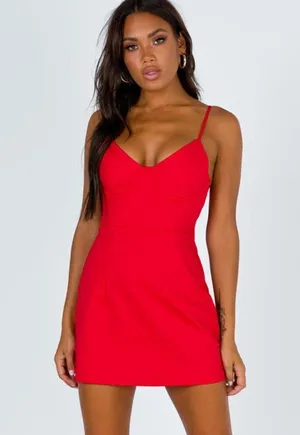 Novella Mini Dress Red lined bust sz 2 women’s princess polly nwot thumbnail 2