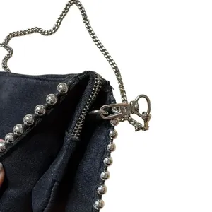 Zara Black Faux Suede silver studded crossbody bag / clutch thumbnail 4
