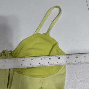 Women’s Cropped Tank Top Size S Boning Rushed Mesh Y2K Green Coquette Feminine thumbnail 8