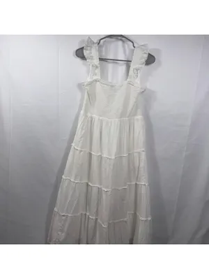 J. Crew Women’s White Smocked Tiered Midi Dress Size Medium thumbnail 8