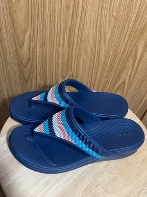 CROCS Navy Blue Sandal with Multicolor Striped Strap thumbnail 2