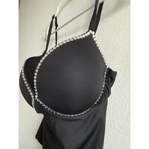 SKIMS Black Rhinestone Underwire Bodysuit‎ Sleeveless Snap Gusset Slim Fit thumbnail 4