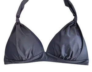 Yonique Black Bikini Top NWT Size Large Black Halter Swim Top thumbnail 1
