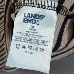 Lands' End Women's XL 16/18 Tan Black Striped Ribbed Henley Tank Top Casual thumbnail 6