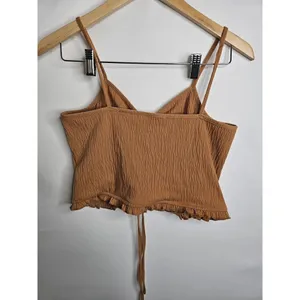 Storia Rust Color‎ Ruffle Hem Adjustable Sleeveless Crop Top Size Large Boho thumbnail 7