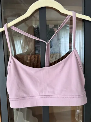 Lululemon Flow Y Sports Bra Nulu Lavender Lux dusty rose blush strappy workout thumbnail 3