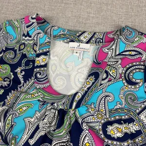 Jude Connally Paisley Print Shift Dress 3/4 Sleeve Multicolor Women's Small thumbnail 3