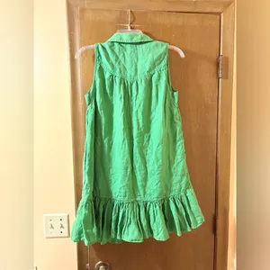 Anthropologie Pilcro Green Sleeveless Ruffle Hem Linen Mini Dress thumbnail 5
