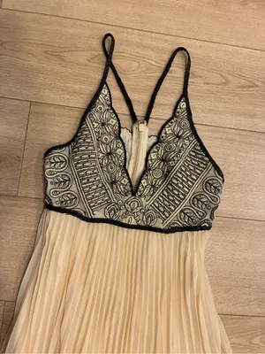 Free People Belle of the Ball Maxi Dress Leather Chiffon Halter Size 6 *READ thumbnail 3
