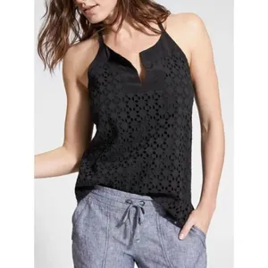 Athleta Black Eyelet Dunes Tank Top Small thumbnail 2
