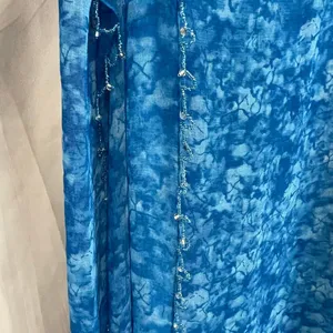 White Stag Blue Tie-Dye Beaded Sarong Maxi Skirt Scarf Cover Up thumbnail 8