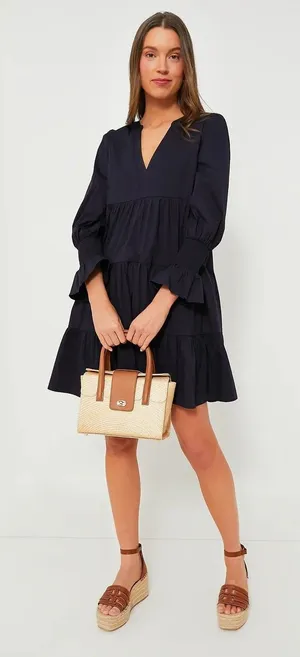 Tuckernuck Pomander Place Navy Blue Cotton Poplin Kenzo Mini Dress Sz Small $98 thumbnail 1