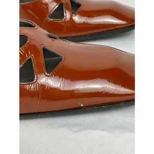 Vintage Miu Miu Y2K Pumps Patent Leather Cutout T-Strap Block Heel EU 36 Cognac thumbnail 4