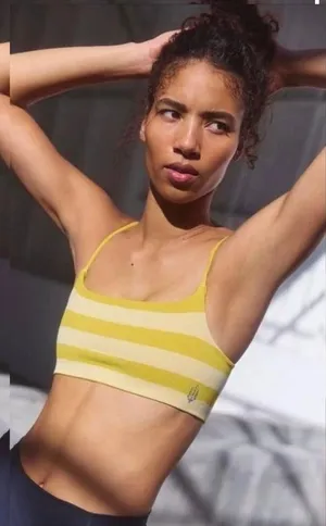 Free People Movement Tighten Up Reversible Bra Honeydew Combo Striped M/L NEW thumbnail 1