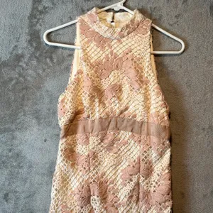 Keepsake Women's No Air Crochet Lace‎ Midi Dress Ivory Blush Pink Floral 4 New thumbnail 2