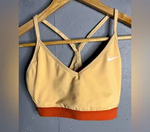 Nike Women's Dri-Fit Indy Court tan/orange Sports Bra Strappy Racerback Mesh. Md thumbnail 1