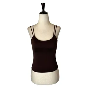 Moussy Vintage Tank Top Women XS Brown Asymmetric Strap Cut‎ Off Camisole Cami thumbnail 3