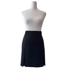 Vintage ‘90s Max Studio Black Pinstripe Pleated Knee Length Skirt w/ Belt Loops thumbnail 2