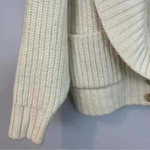 Anthropologie Deep V Wool Blend Oversized Ivory Cardigan Sweater Size Small thumbnail 6