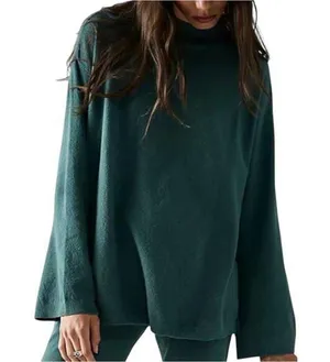 Free People Beach Around Town Sweater Trumpet Sleeve Mock Oversized Jaded M thumbnail 1