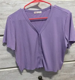 Romwe Purple Cropped Top thumbnail 1