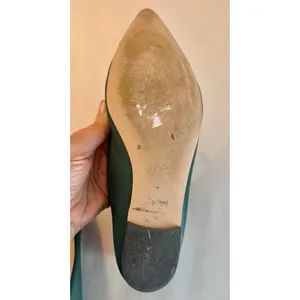 J. Crew Pointed Toe Leather Ballet Flats Shoes in Vintage Pine Green sz. 6.5 thumbnail 6