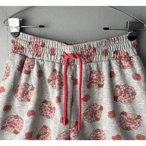 Strawberry Shortcake Sweat Shorts Size Large Gray Drawstring Lounge Novelty Cute thumbnail 2
