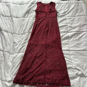 Enfocus Studio Womens 8 Burgundy Lace Maxi‎ Dress Sleeveless Elegant Formal Gown thumbnail 6