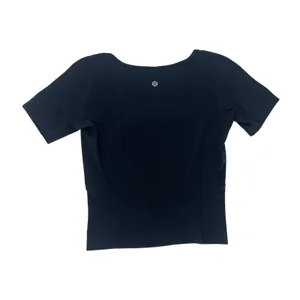 Lululemon Nulu Cropped Slim Yoga Short Sleeve‎ Top Black Size 2 thumbnail 6