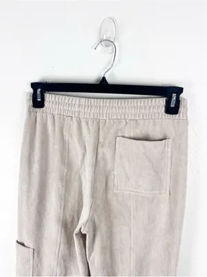 ANTHROPOLOGIE DAILY PRACTICE Cream Ribbed High Ankle Splits Flare Pants Small thumbnail 6