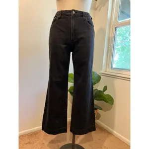 Universal Thread High Rise Wide Leg Black Cotton Denim Jeans Size 12 Regular thumbnail 2