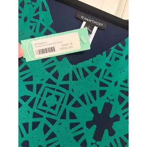 41 Hawthorne Perissa‎ Reversible Dress Green Navy V Neck Sleeveless L NWT thumbnail 8