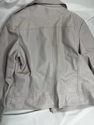 Guess Faux Leather Asymmetrical Moto Jacket Stone Grey Size XXL thumbnail 5
