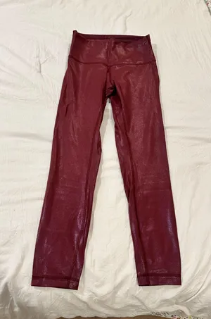 Lululemon Align High-Rise Ribbed Pants 28" in Radiate Foil Print in Red Merlot/Burgundy thumbnail 1