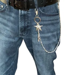 Pentagram Star Cross Pants Chain for Men Women,Jeans Chain,Keys Chain,Biker Wallet Chain,Streetwear Punk Hip Hop Unisex Style thumbnail 1