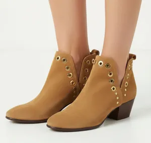 Sam Edelman Tan Rivet Trim Suede Ankle Bootie Shoes 6.5 NEW thumbnail 1