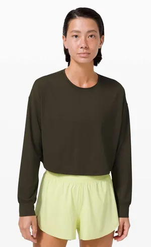 Lululemon Muscle Love Long Sleeve Crop Top Women’s Green Size 10 thumbnail 1