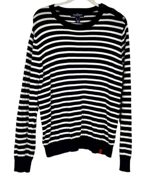The Outfitters By Lands End Striped Crew Neck Sweater Large thumbnail 1