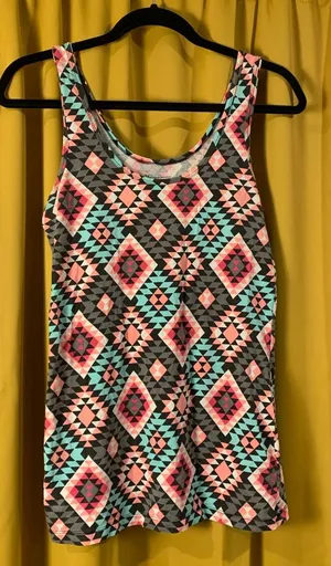 No Boundaries Geometric Print Stretch Tank Top thumbnail 1