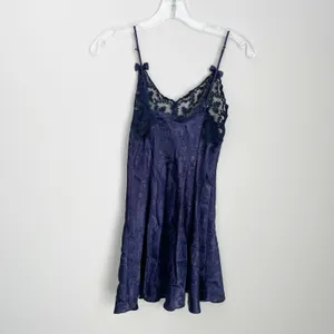 Victorias Secret Size XS Blue Slip Dress Lingerie Lace Floral Romantic thumbnail 5