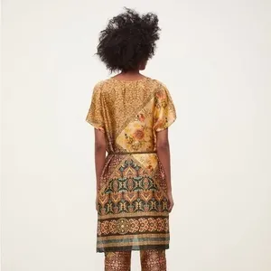 ZARA Women's Designer Bohemian Hippie Tunic Paisley Kaftan Belt thumbnail 10